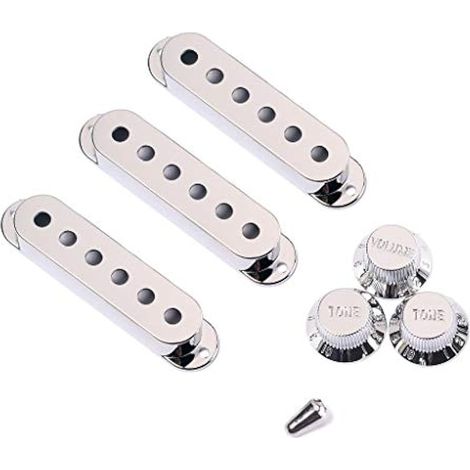 Capots de micro 48/50/52 mm avec capuchon d'interrupteur 5 voies pour guitare Stratocaster, chromé (1/5)