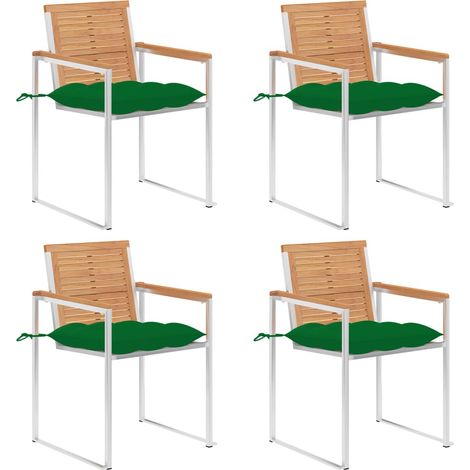 Gartenstühle 4 Stk. mit Kissen Massivholz Teak (1/5)
