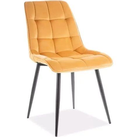 Chaise design velours jaune pieds noirs Harriet (1/4)