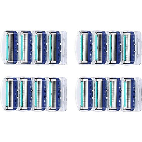 16 têtes de rasage de rechange pour boîte à rasoir, 5 couches, en acier inoxydable, pour rasage droit homme, taille M (1/5)