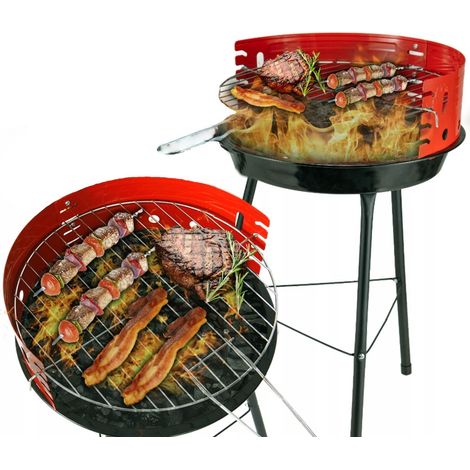 TG71413 Gartengrill, tragbar, rund, Holzkohle, klassisch, Camping