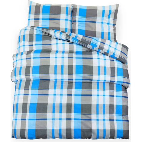 Maison Exclusive - Bettwäsche-Set Blau und Grau 200x200 cm Baumwo