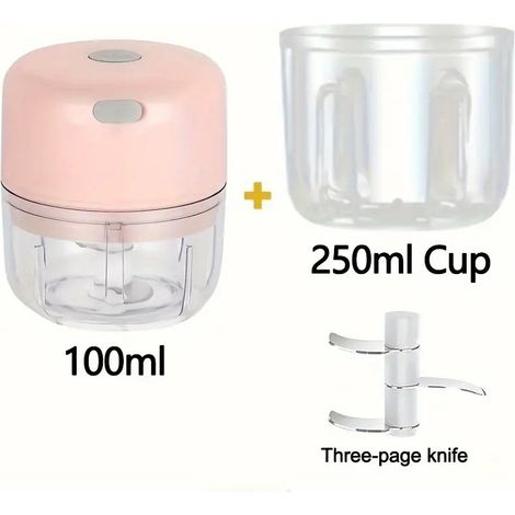 Mini hachoir à ail électrique pour la cuisine, rose, 95/240 g