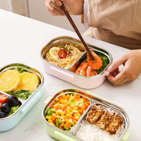 Lunchbox-Fach aus Edelstahl 304, auslaufsicherer Behälter im Bento-Stil für Schüler und Kinder, transparenter grüner Kaktus. (1/5)