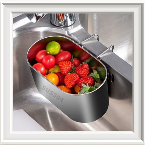 Panier de Vidange Evier Crépine - Acier Inoxydable, Facile à Utiliser, pour Cuisine, Support de Séchage au-Dessus d'Évier (1/4)