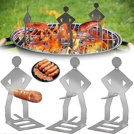 Ensemble de 4 supports à hot-dogs amusants, grill à hot-dogs sur pied pour hommes, accessoires de barbecue, pour s'amuser (1/5)