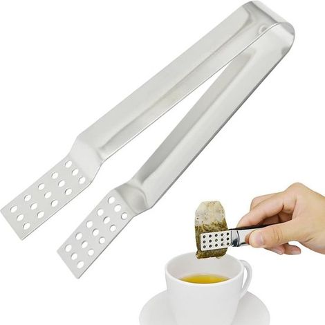 1 Stück Teezange für Teebeutel und losen Tee, Teebeutelhalter und mahlwerk, Teezange aus Edelstahl (Edelstahl) (1/5)