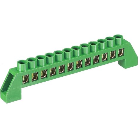 Borne Mise Terre Vis Bloc Barrière Laiton Bande 12 Positions Vert pour Électrique Distribution (1/5)