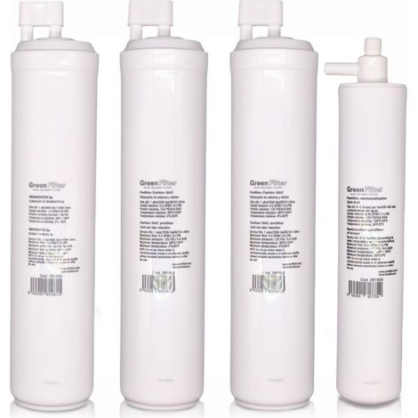 Kit de 4 filtres de rechange pour osmose inverse – Cartouches sédimentaire 5 microns – Charbon actif CS – Durée de vie 1 an – Ionfilter (1/5)