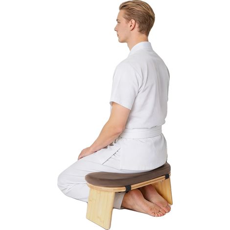 Banc de Méditation, Matériau en Bambou, Dimensions 44x19x21 cm, Angle d'Inclinaison 5°, Capacité de Charge 180 kg, Léger 1.8 kg (1/5)