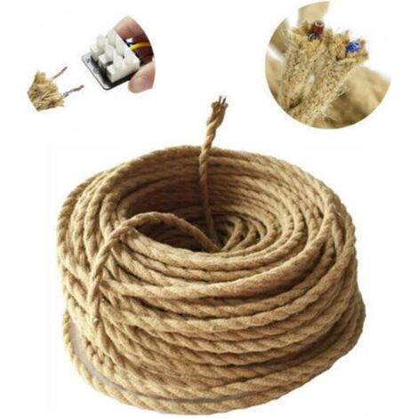 10m Fil électrique Corde, 2 Cœurs Linge de Câble d'éclairage de Corde Vintage Fil de cuivre recouvert Rétro Tressé Industriel Corde pour DIY Pendentif Lampe zhuoxuan