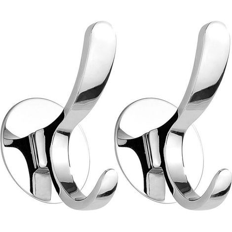 Porte manteau mural en inox poli, porte serviettes pour cuisine, sans abîmer les murs, lot de 2 (1/4)