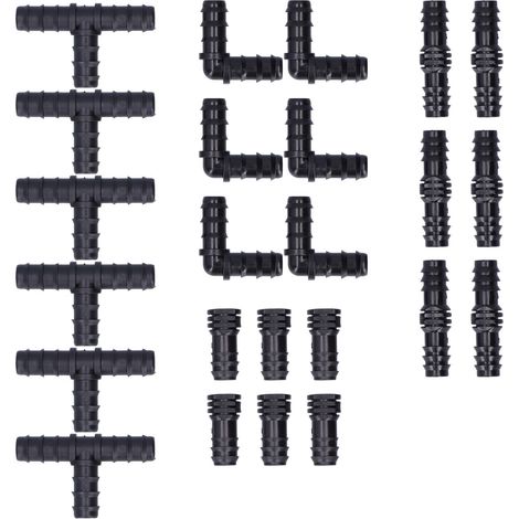 Kit de 24 raccords pour système d'irrigation goutte à goutte, avec embouts cannelés pour tuyau de 1/2 pouce, idéal pour jardin et serre. (1/5)