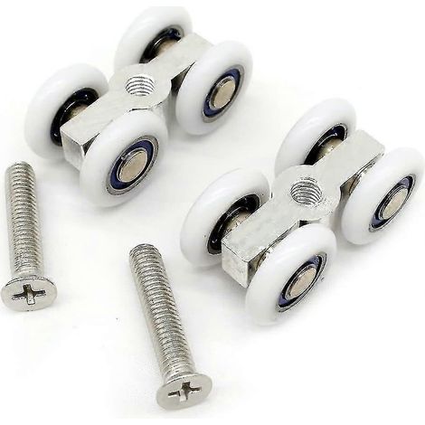 Ensemble de 2 roulettes pour porte coulissante en verre (1/5)