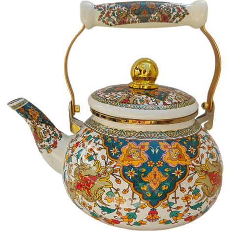 Wasserkocher, emailliert, Blumenmuster, wärmeisolierter Griff, 2,5 l, für Induktions-/Gasherde (1/5)