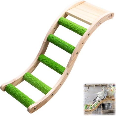 Échelle d'escalade pour perroquet - perchoir - échelle pour oiseaux - perchoir pour cage - convient aux perruches ondulées, calopsittes, inséparables et autres perroquets - vert - 32,2 x 9,8 cm (1/5)