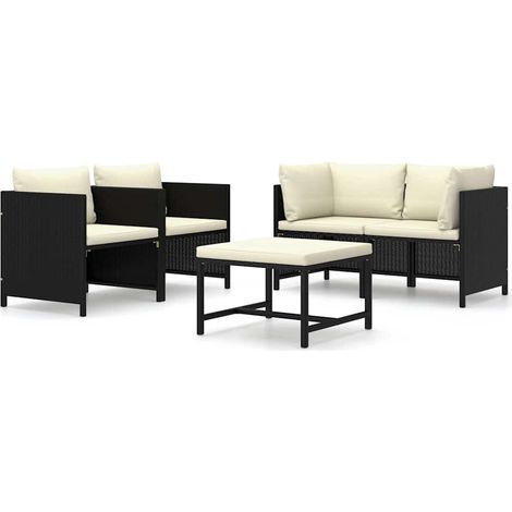 Maison Exclusive - 5-tlg. Garten-Lounge-Set mit Kissen Poly Ratta (1/5)