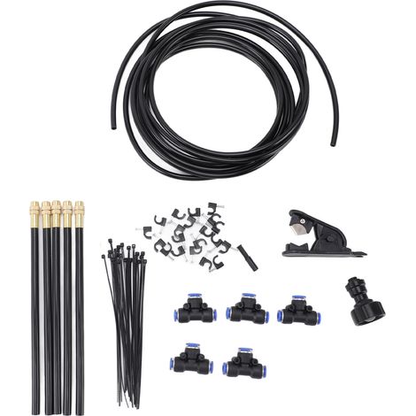 Kit d'irrigation goutte à goutte automatique pour terrasse et plantes, avec tuyau de 5 m et 5 buses universelles réglables (norme européenne). (1/5)