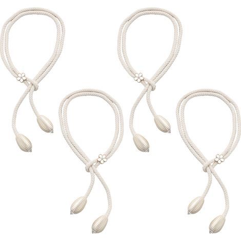 Embrasses de rideaux à fleurs, 4 pièces, pour-blanc clair