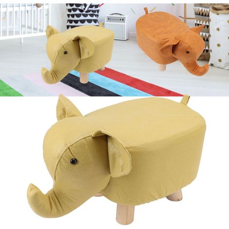 Tabouret bas mignon et tendance, parfait pour les enfants paresseux, pour la maison, tabouret à chaussures créatif sur le thème des animaux pour le salon, jaune. (1/5)