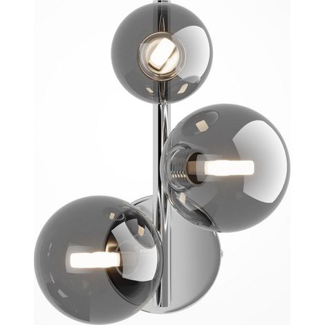 Maytoni Dallas Applique murale moderne à 3 lumières Chrome, abat-jour fumé, G9