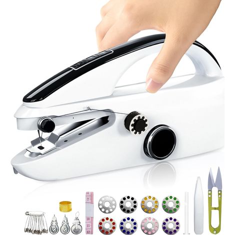 Mini machine à coudre manuelle, électrique, portable, avec outil de couture, 2 modes, rechargeable, pour débutants, adultes, machine à coudre à la main pour tissus épais, tissus et voyages à la maison (1/5)