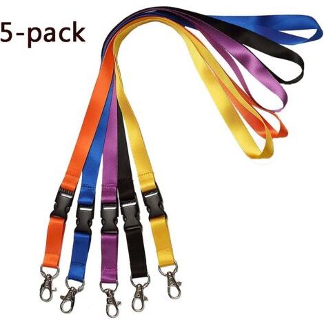 Cordon Tour De Cou Amovible Pour Badge D'identification Clés Téléphone USB Nylon Sifflet Libération Rapide Lot De 5