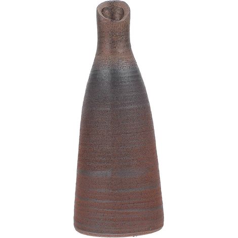 Vase à fleurs style japonais en céramique brute marron foncé 5 x 13,5 cm, récipient pour compositions florales, objet décoratif pour la maison, 1 pièce (1/5)