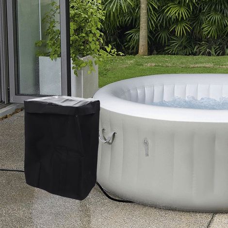 Schutzhülle für Spa-Pumpe [Standardausführung] aus wasserdichtem 600D-Polyestergewebe mit transparentem PVC-Fenster und Reißverschluss, Abmessungen 42,9 x 37,8 x 53,8 cm (1/5)