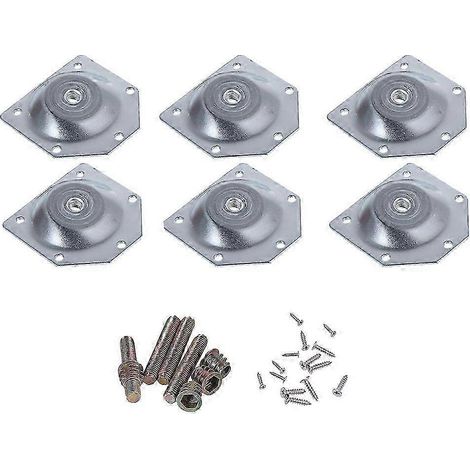 6 patins de connexion pour pieds de table, rondelles en fer angulaire pour pieds de table, connecteurs de fixation pour pieds de table, argent 25-26 (1/5)
