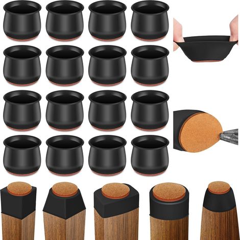 Protections de sol en silicone pour pieds de chaise, lot de 16, embouts en caoutchouc pour pieds de chaise adaptés aux parquets, protections pour pieds de chaise en bois dur, couvre-pieds de chaise en (1/5)