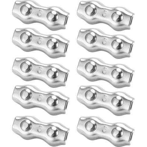 Lot de 10 mandrins de serrage pour câbles en acier inoxydable 304, double clip M3, pour mécanismes industriels (1/5)