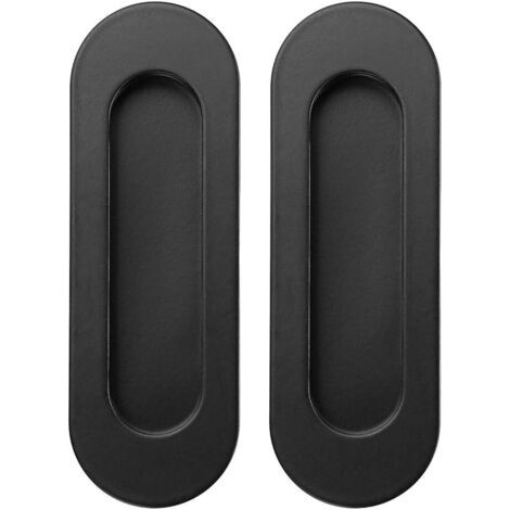 BUNTHAUS 2er-Pack versenkte ovale Schiebetürgriffe aus Edelstahl für Tür, Schrank oder Schublade (schwarz) (1/5)
