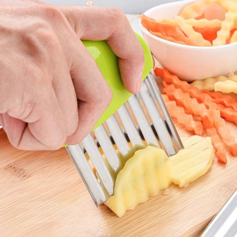 Couteau de cuisine pour légumes et pommes de terre, outil de découpe en acier inoxydable, barre argentée verte (1/5)