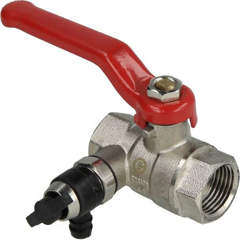 Robinet à bille laiton 1/2’’ FF/FF PN 25 avec purgeur et levier en acier rouge
