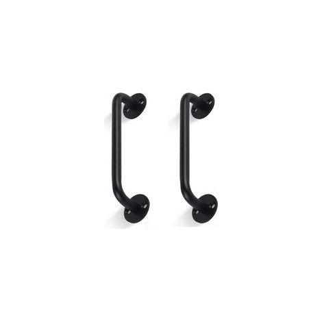 Lot de 2 poignées de porte de grange tubulaires - Noir - Barre d'appui pour porte coulissante, porte de garage (1/5)