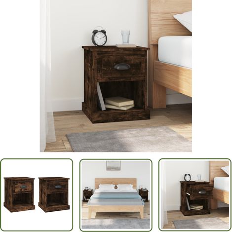 The Living Store Tables de chevet 2 pcs chêne fumé 39x39x47,5 cm bois ingénierie - Table De Chevet - Meubles De Chambre - Armoire De Chevet - Commode - Design Moderne (1/5)