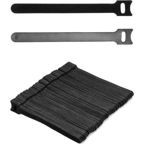 150PCS Attach Cable Velcro Réutilisables, 150 x 12 mm Sangle Velcro pour Range Cable (Noir) (1/5)