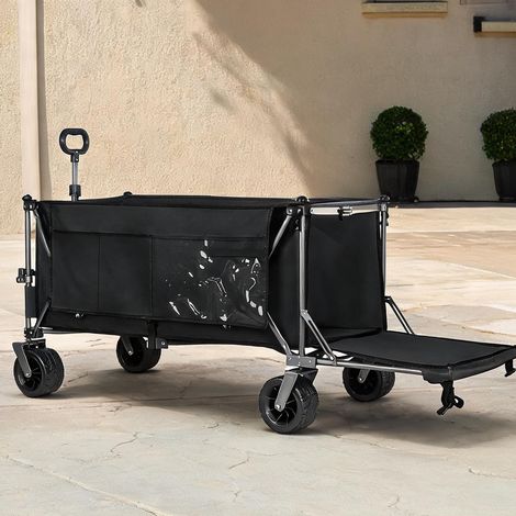 Chariot pliable tout-terrain 180 cm avec hayon extensible noir (1/5)