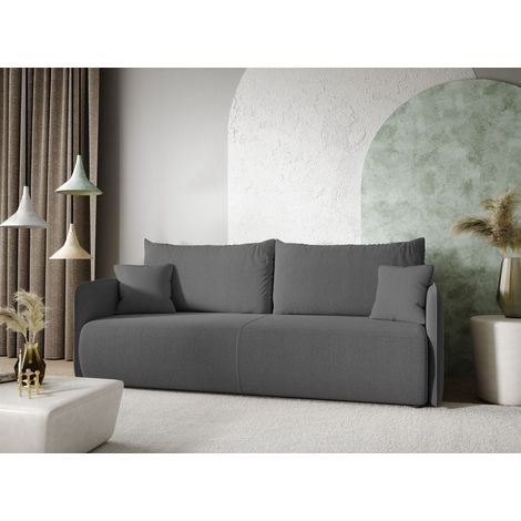 Sofa 2-Sitzer mit Schlaffunktion CALGARY Stoff Curio Dunkelgrau (1/4)