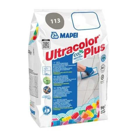 Stucco fughe resistente muffa antieffluorescenze ceramiche ultracolor plus 5 kg colore- grigio cemento - 113 - confezione 1