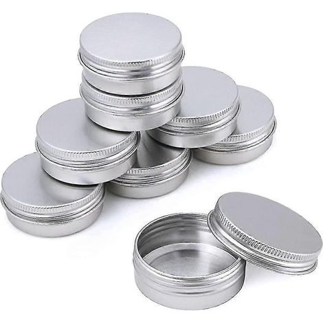 Lot de 30 pots ronds en aluminium de 30 ml avec couvercle, couleur argentée. (1/5)