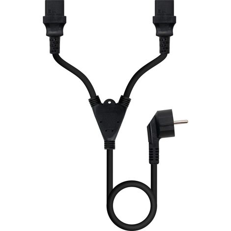 Conector CEE7 macho en un extremo y dos conectores C13 hembra en los otros.
Características:
-Se utiliza para conectar dos PCs o dos monitores a una t (1/2)