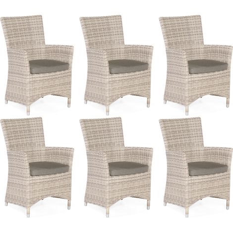 Sonnenpartner 6er-Set Garten-Sessel Ikarus Aluminium mit Polyrattan white-coral Gartenstuhl