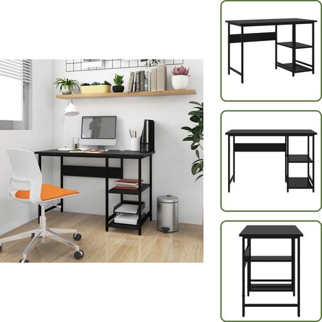Computertisch Schwarz 105x55x72 cm MDF und Metall - PC-Tisch - Schreibtisch - Bürostuhl - Home Office - Schwarz (1/5)