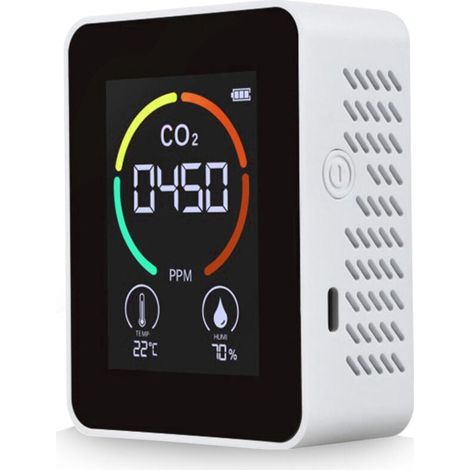Detector de dióxido de carbono 3 en 1  , monitor de calidad del aire, analizador de temperatura, humedad y aire, medidor digital de CO2 para el hogar y la oficina. (1/5)