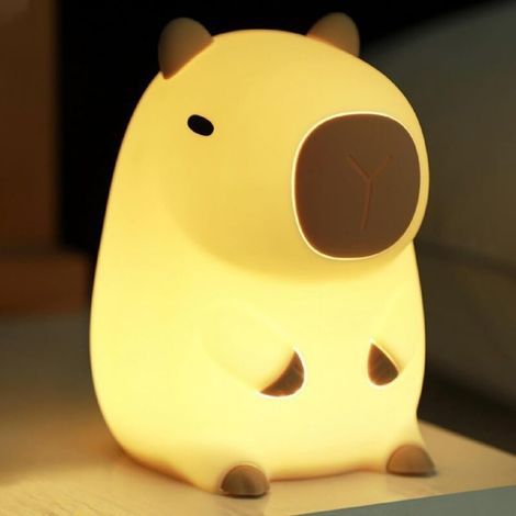 Lampada notturna per bambini Capybara con timer e luminosità regolabile, ricaricabile tramite USB, lampada touch, lampada da comodino Capybara per neonati, lampada per allattamento per la cameretta. (1/5)