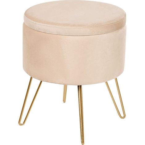 Storage Pouffe SILAS Velvet Light Beige