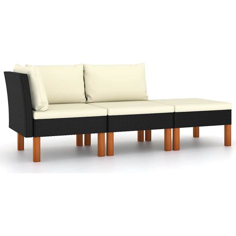 Set muebles de jardín 3 pzas ratán sintético madera eucalipto vidaXL