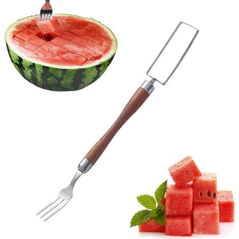 Fourchette à pastèque Outil de coupe polyvalent à double tête  Coupe-pastèque en cubes pour fruits d' Pour Salades, Fêtes, Barbecues, Cuisine, Camping, Maison (1/5)